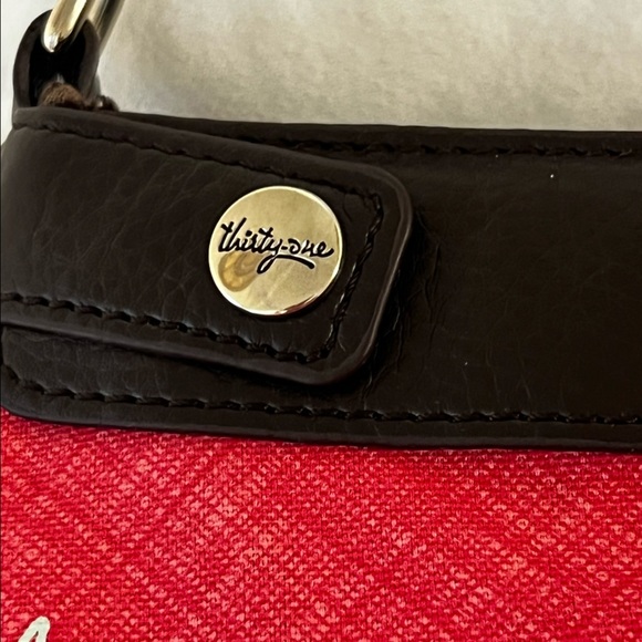 Thirty One Pink Blue White Floral Embroidered Appliqué Skirt Purse Shoulder Bag - Picture 5 of 12